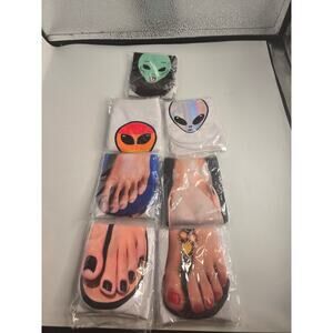 7 pairs 3D Pattern Women's Funny Flip Flop Sandal Socks, alien Low Cut Ankle NIB